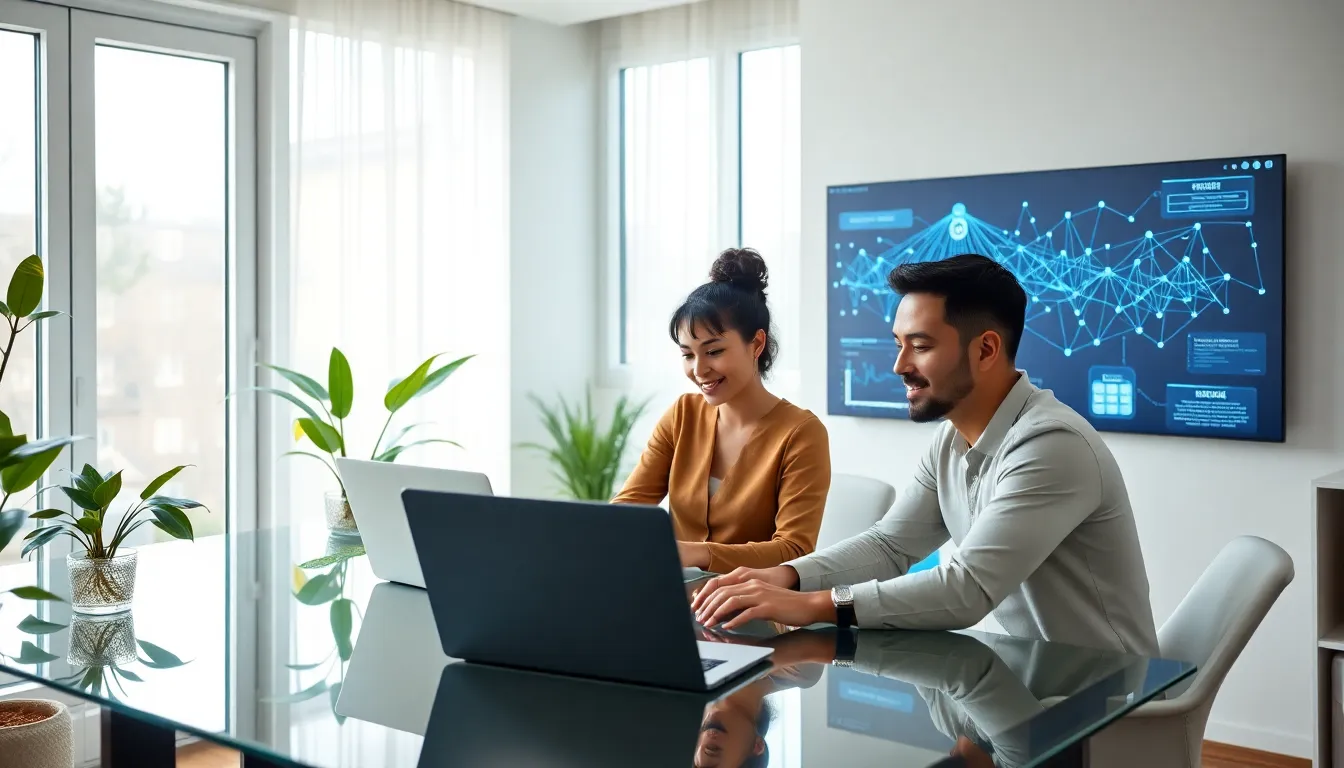 diverse team collaborating in a home office on networking jobs.